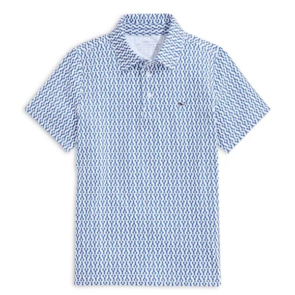 Vineyard Vines | Boys' Sankaty Lobster Print Performance Polo Sz 18 NWT - Picture 1 of 7